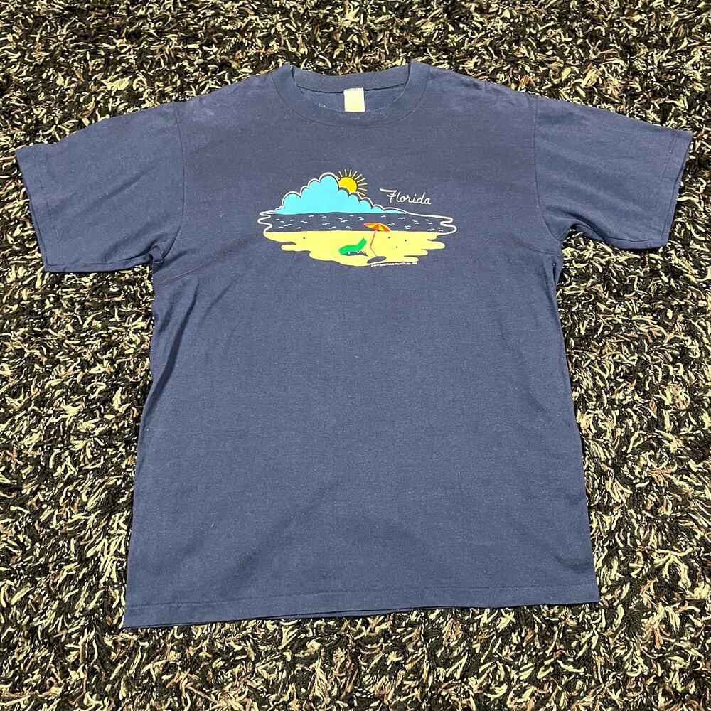 Vintage Elite Sportswear 1985 Florida Tee T Shirt Navy Men’s Sz M Single Stitch